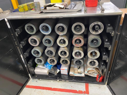 Bespoke Print Roller Storage Cabinet inside